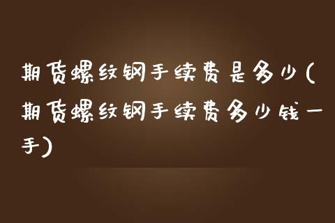 期货螺纹钢手续费是多少(期货螺纹钢手续费多少钱一手)