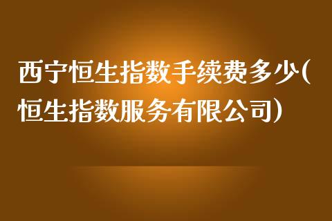 西宁恒生指数手续费多少(恒生指数服务有限公司)