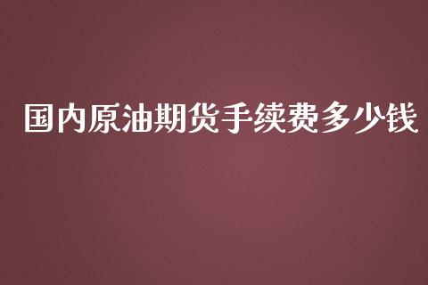 国内原油期货手续费多少钱