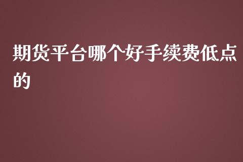 期货平台哪个好手续费低点的