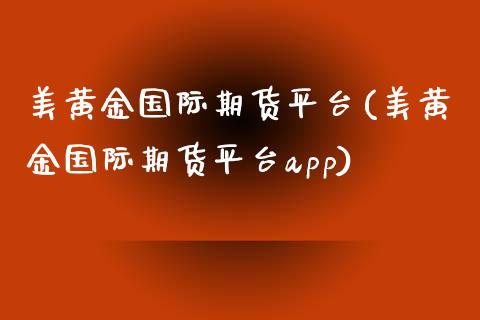 美黄金国际期货平台(美黄金国际期货平台app)