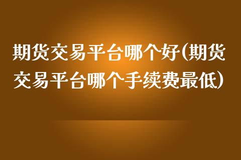 期货交易平台哪个好(期货交易平台哪个手续费最低)