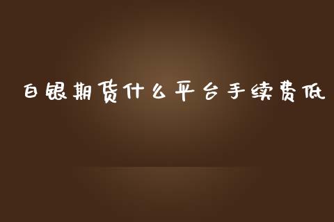 白银期货什么平台手续费低