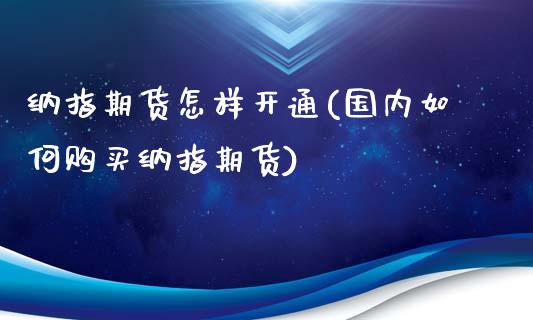 纳指期货怎样开通(国内如何购买纳指期货)