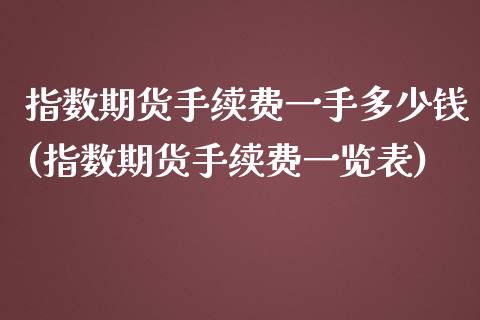 指数期货手续费一手多少钱(指数期货手续费一览表)