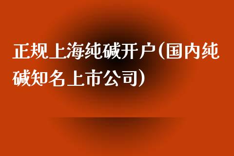 正规上海纯碱开户(国内纯碱知名上市公司)