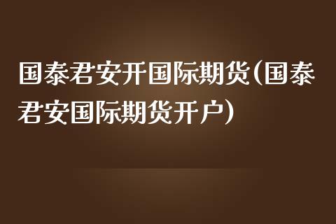 国泰君安开国际期货(国泰君安国际期货开户)