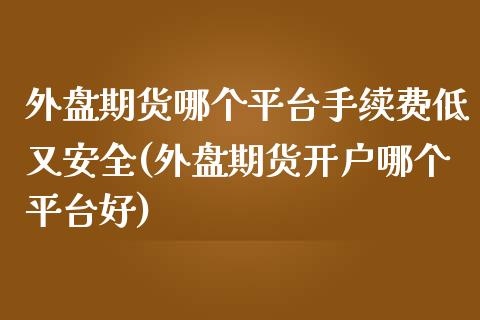 外盘期货哪个平台手续费低又安全(外盘期货开户哪个平台好)