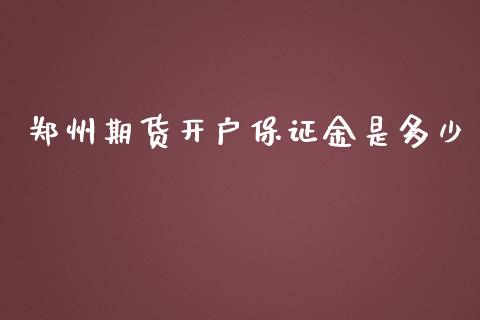 郑州期货开户保证金是多少