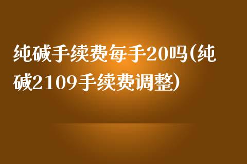 纯碱手续费每手20吗(纯碱2109手续费调整)