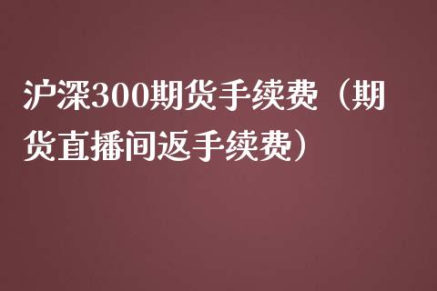 沪深300期货手续费（期货直播间返手续费）