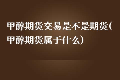 甲醇期货交易是不是期货(甲醇期货属于什么)