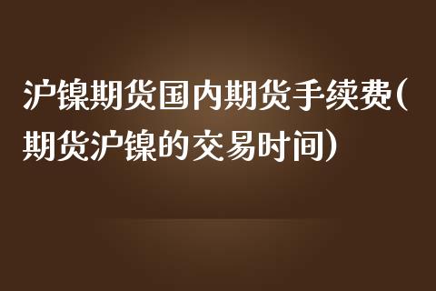 沪镍期货国内期货手续费(期货沪镍的交易时间)