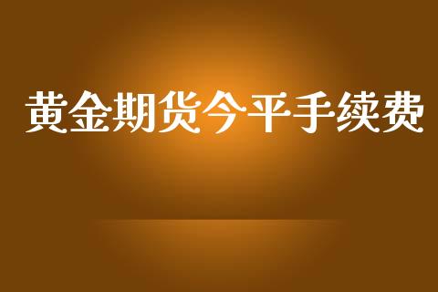 黄金期货今平手续费