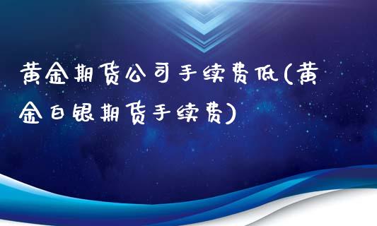 黄金期货公司手续费低(黄金白银期货手续费)