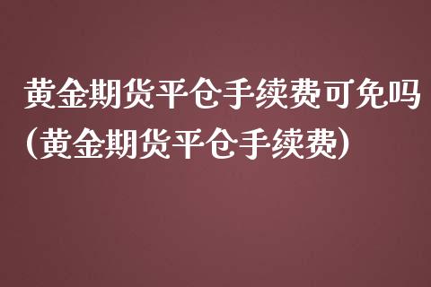 黄金期货平仓手续费可免吗(黄金期货平仓手续费)