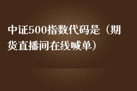 中证500指数代码是（期货直播间在线喊单）