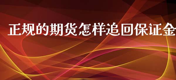 正规的期货怎样追回保证金