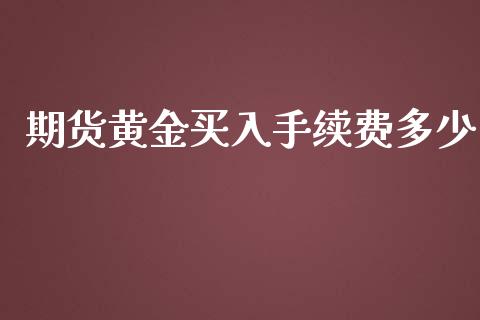 期货黄金买入手续费多少