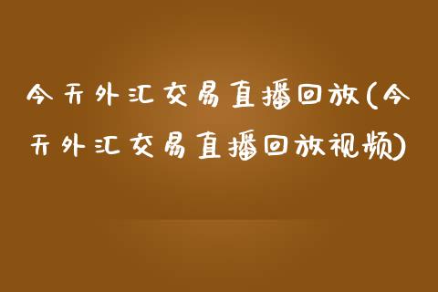 今天外汇交易直播回放(今天外汇交易直播回放视频)