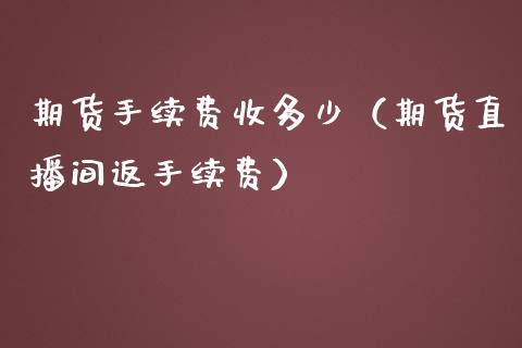 期货手续费收多少（期货直播间返手续费）