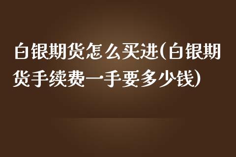 白银期货怎么买进(白银期货手续费一手要多少钱)