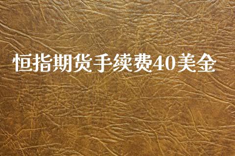 恒指期货手续费40美金