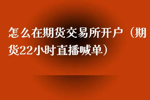 怎么在期货交易所开户（期货22小时直播喊单）