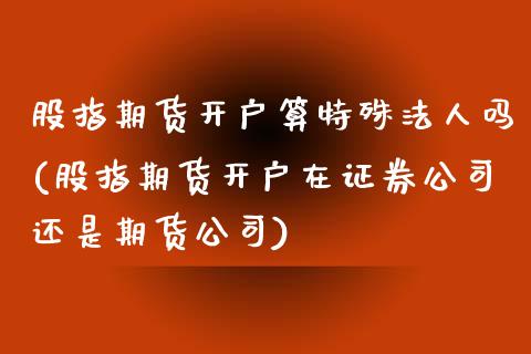 股指期货开户算特殊法人吗(股指期货开户在证券公司还是期货公司)