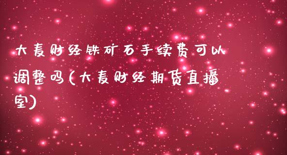 大麦财经铁矿石手续费可以调整吗(大麦财经期货直播室)