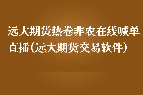 远大期货热卷非农在线喊单直播(远大期货交易软件)