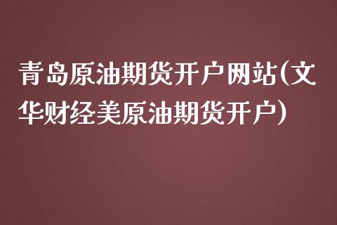 青岛原油期货开户网站(文华财经美原油期货开户)