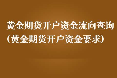 黄金期货开户资金流向查询(黄金期货开户资金要求)