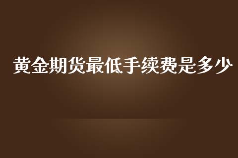 黄金期货最低手续费是多少