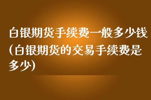 白银期货手续费一般多少钱(白银期货的交易手续费是多少)