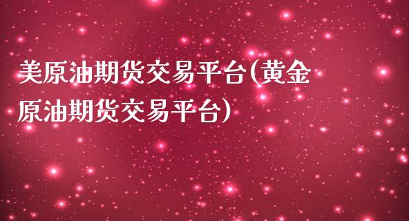 美原油期货交易平台(黄金原油期货交易平台)