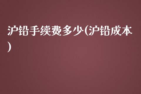 沪铅手续费多少(沪铅成本)