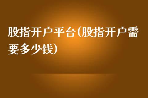 股指开户平台(股指开户需要多少钱)