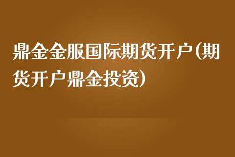 鼎金金服国际期货开户(期货开户鼎金投资)