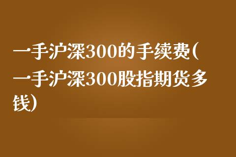 一手沪深300的手续费(一手沪深300股指期货多钱)