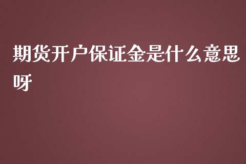 期货开户保证金是什么意思呀