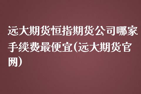 远大期货恒指期货公司哪家手续费最便宜(远大期货官网)