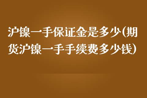 沪镍一手保证金是多少(期货沪镍一手手续费多少钱)