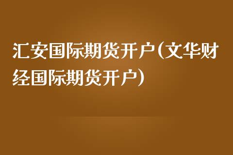 汇安国际期货开户(文华财经国际期货开户)