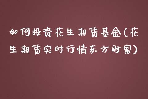 如何投资花生期货基金(花生期货实时行情东方财富)