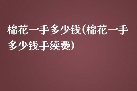 棉花一手多少钱(棉花一手多少钱手续费)