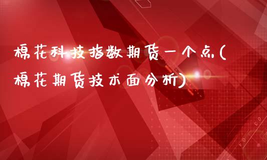 棉花科技指数期货一个点(棉花期货技术面分析)