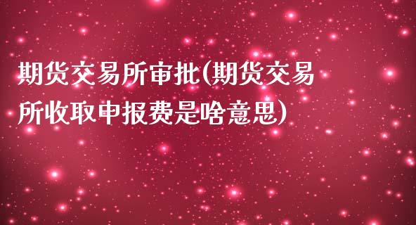 期货交易所审批(期货交易所收取申报费是啥意思)