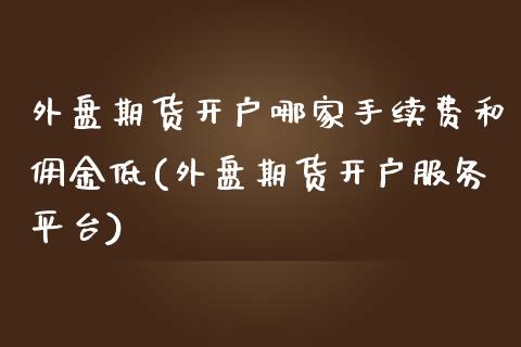 外盘期货开户哪家手续费和佣金低(外盘期货开户服务平台)