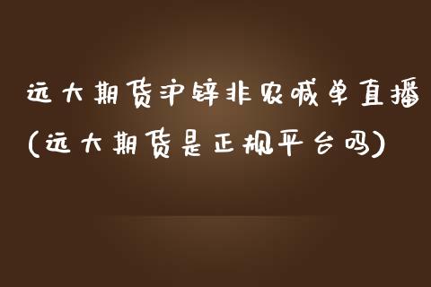 远大期货沪锌非农喊单直播(远大期货是正规平台吗)